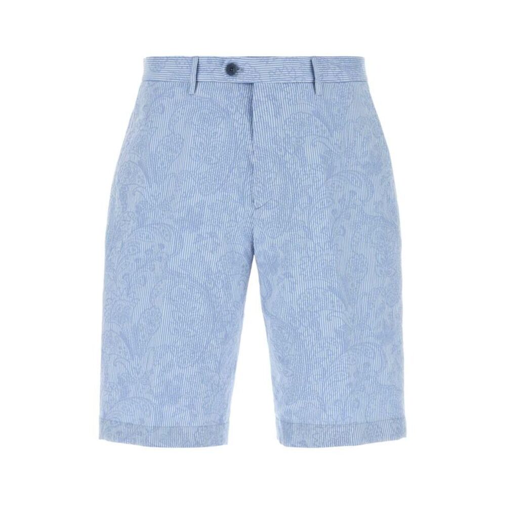 Etro Men Embroidered Cotton Bermuda Shorts